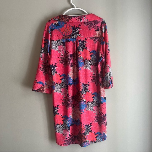 Tracy Negoshian Pink 3/4 sleeve button up dress summer beach casual cover up XL - Picture 6 of 8